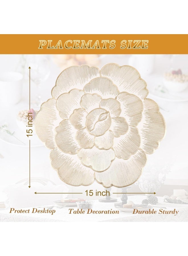 ChicAbode 6 قطع من أرضيات الطاولة المستديرة، أرضية طاولة مغطاة بالفيينيل الذهبي القابلة للتنظيف، لاستخدامها في طاولات الطعام، والاحتفالات الزفاف، وحفلات عيد الميلاد، متينة وسهلة التنظيف، مثالية للزخارف المنزلية ومركز الحدائق في المناسبات - Image 2